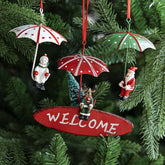 Vintage Painted Iron Umbrella Snowman Decor_Cwmm9799