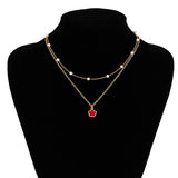 SIMPLE IMITATION PEARL BEADED FLOWER NECKLACE_CWAJE1133