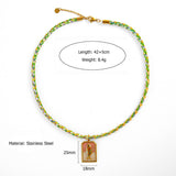 Vintage 18K Steel Tarot Card Pendant Necklace_Cwmm8814