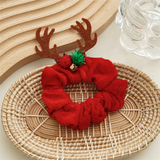 BAT REINDEER SCRUNCHIE HOLIDAY HAIR TIE FOR WOMEN_CWAHA1461