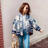 QUILTED JACKET WITH FLORAL PRINT LAPEL_CWOJA1565