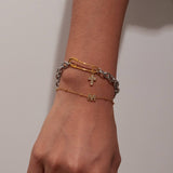 18K GOLD STEEL BRACELET WITH ZIRCON LETTER M_CWAJE4783