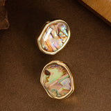IRREGULAR ABALONE GEOMETRIC EARRINGS_CWMM4325