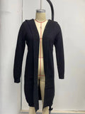 Solid-Color Hooded Long Knitted Coat