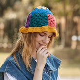 Women Multi Color Cute Hollow Knit Bucket Hat_Cwah0599