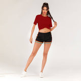 Solid-Color Casual Round-Neck Short-Sleeved Top