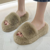 Wear Thick Bottom Of Plush Slippers Outside
