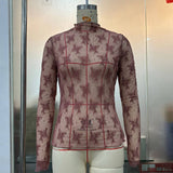 SEMI SHEER MESH LACE TOP BOTTOMING SHIRT_CWTBLL2660