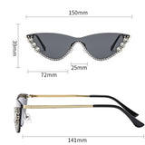 Trendy Rhinestone Half Frame Cat Eye Sunglasses_Cwasg1189