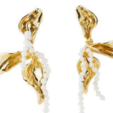 LRREGULAR PETAL PEARL GEOMETRIC EARRINGS_CWAJE5119