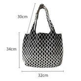 Women Fashion Plaid Knitted Shoulder Handbag_Cwab1515