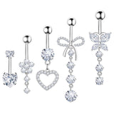 Zircon Belly Ring Set Steel & Copper Piercings_Cwmm9176
