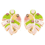 BOHEMIAN HANDMADE WOVEN RICE BEAD LEAF EARRINGS_CWAJE1018