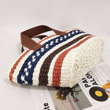 LARGE CAPACITY CONTRAST STRIPED WOVEN BAG_CWAB1973