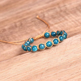 BLUE ROUND BEADS STONE BEADS BRAIDED BRACELETS_CWAJE3951
