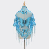 LACE BUTTERFLY EMBROIDERED TRIANGLE SHAWL_CWMM1994