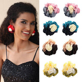 COLORBLOCK FABRIC FLOWER STUD TRENDY EARRINGS_CWMM6182