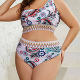 PLUS SIZE PRINTED TANKINI BIKINI SWIMSUIT_CWMW0225