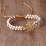 Tree Shaped Pendant Natural Stone Woven Bracelet