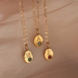 STAINLESS STEEL 26 LETTER ZIRCON PENDANT NECKLACE_CWMM5536