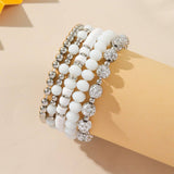 SIMPLE SET OF BLACK AND WHITE MULTI PIECE BRACELETS_CWMM3544