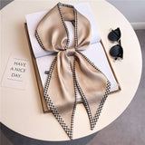 NARROW RIBBON ANGLED PRINTED SILK HEAD SCARF_CWASC1527