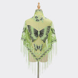 LACE BUTTERFLY EMBROIDERED TRIANGLE SHAWL_CWMM1994