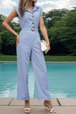 Cwsbssl0092_Lapel Commuter Style Solid Color Straight Jumpsu