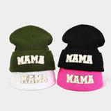 MAMA KNITTED HAT WITH EMBROIDERED LETTERS ON TOWEL_CWAH2080