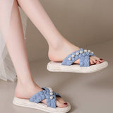 SUMMER BEACH SHOES PEARL CHAIN SANDALS_CWSHS0672
