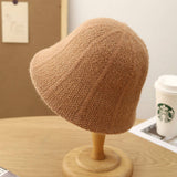 ROUND TOP NEW STRIPED PLUSH KNIT BUCKET HAT_CWAB2860