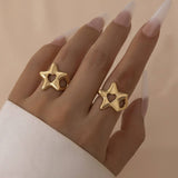 NEW FASHION FIVE POINTED STAR OPEN ALLOY RING_CWMM3238