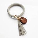 PERSONALIZED LEATHER WRISTLET KEYCHAIN WITH TASSEL_CWMM7024