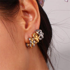 STAINLESS STEEL HIP HOP TRACK STITCHING EARRINGS_CWMM5731