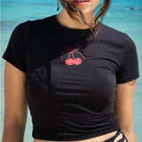 Y2K Sexy Slim Fit Short Sleeve Crop Top Tee