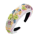PASTORAL SPONGE PEARL FABRIC WOVEN FLOWER HEADBAND_CWAHA2115