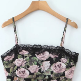 FRENCH STYLE LACE ROSE PRINT WOMEN S SLIP DRESS_CWDMD5820