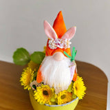EASTER BUNNY GNOME HOLDING A BOUQUET OF FLOWERS_CWMM3481