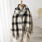 AESTHETIC PLAID FRINGE SCARF FOR FALL WINTER_CWASC2767