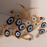 OIL DRIPPING BLUE EVIL EYE PENDANT RINGS EARRINGS_CWAJE0621