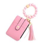 SILICONE BRACELET LEATHER WALLET TASSEL KEYCHAIN_CWAJE0659
