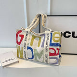 LETTER PRINTED COMMUTER CASUAL CANVAS BAG_CWAB2683