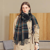 PLAID WINTER SCARF FOR WOMEN WITH TASSELS WARM_CWASC0186