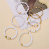 White Polymer Clay Star Smiley Face Bracelet Set_Cwmm3540