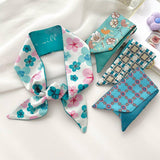 BLUE TIE BAG SOUVENIR RIBBON SCARF_CWASC0716