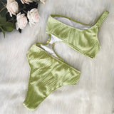 SOLID COLOR ONE SHOULDER SEXY ONE PIECE SWIMSUIT_CWMW0159