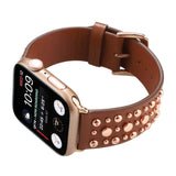 IWATCH9 1IWATCH8 GOLD RIVET GENUINE LEATHER STRAP_CWWW0078