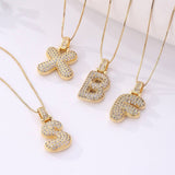 COPPER ZIRCONIA 26 LETTERS PENDANT NECKLACE_CWMM5866