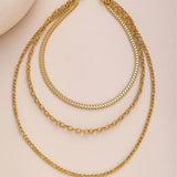 STAINLESS STEEL METAL MULTI LAYERED CHAIN NECKLACE_CWMM3678