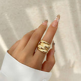 FASHIONABLE METAL IRREGULAR WATER DROP OPEN RING_CWMM3232